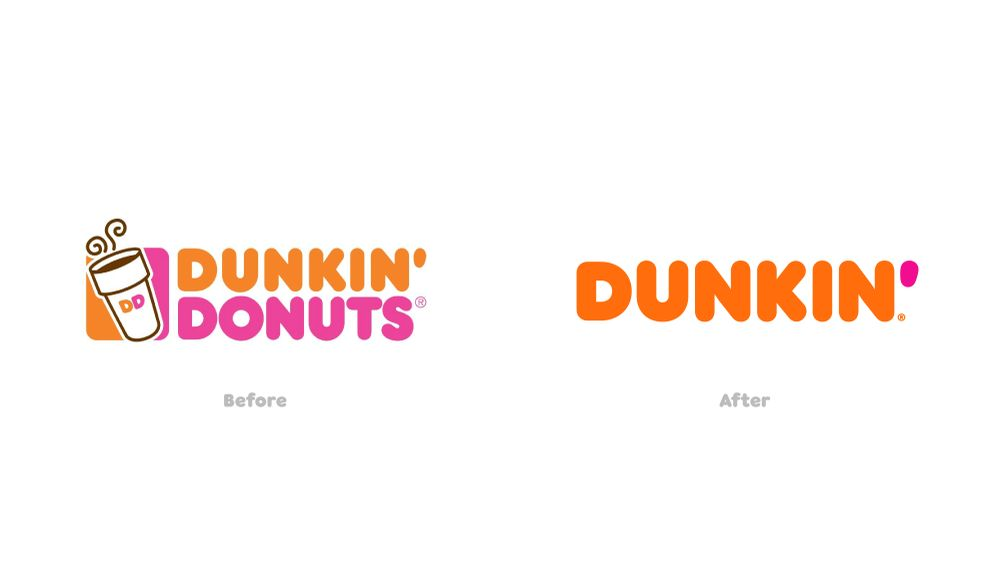dunkin donuts, rebranding logo image from dunkin donuts to dunkin